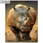 Новинка, алмазная картина 5d rhino, полностью квадратная Бриллиантовая мозаичная фигурка животного, 3d круглая вышивка, украшение