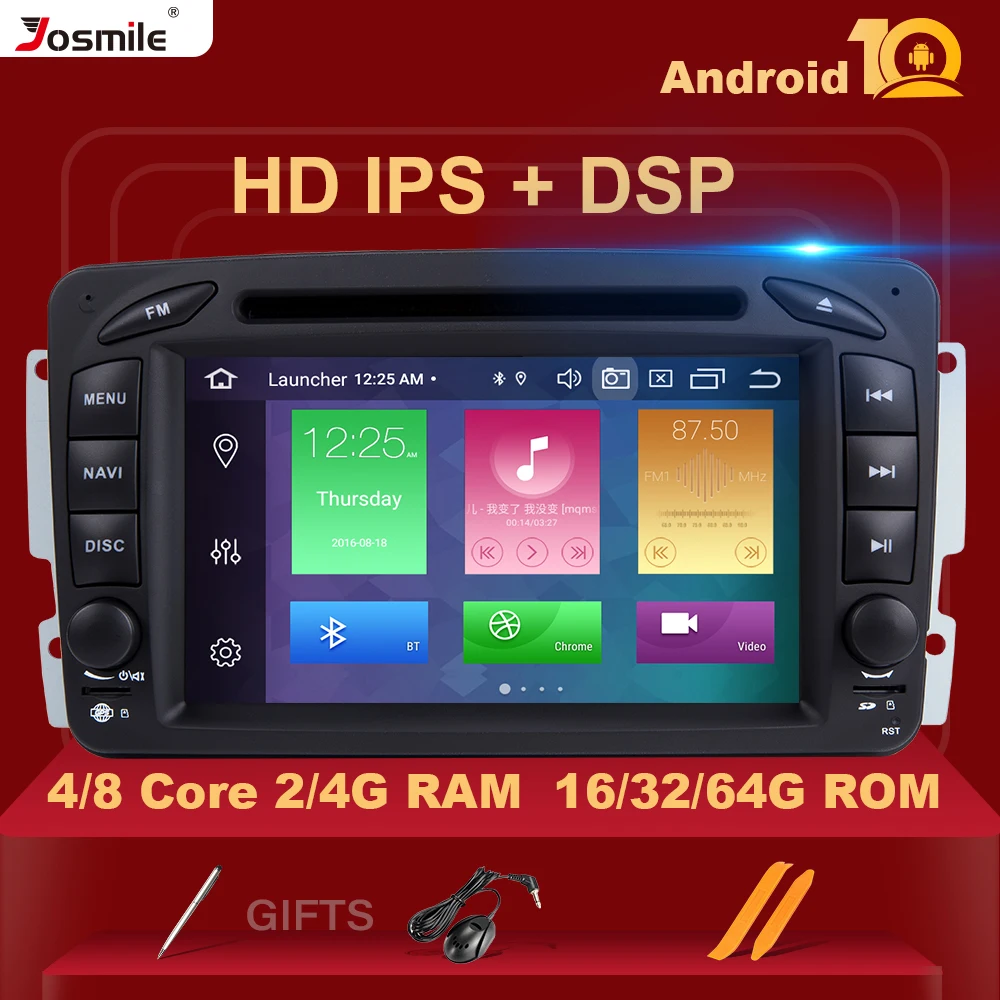 Автомобильный DVD плеер IPS DSP 4 Гб ОЗУ 2din Android 10 для Mercedes Benz CLK W209 W203 W463 W208 Multimeida GPS