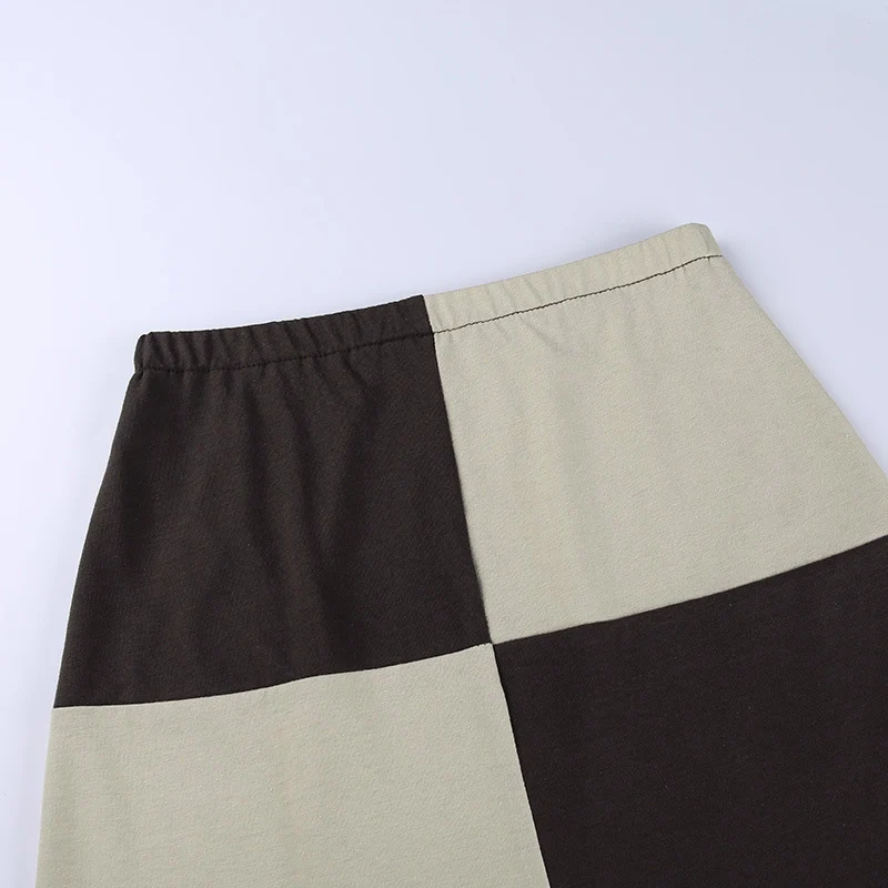 

Summer Fashion Slim Cute Sexy Contrast Color Patchwork Plaid High Waist SML Woman Casual Sheath Skirt Lady Pencil Skirt