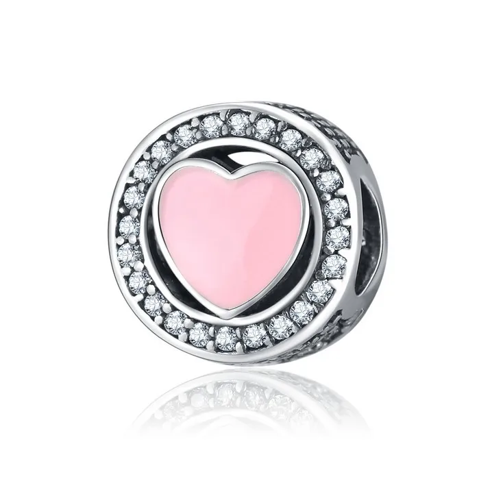 Kolczyki бусы сердца Fit Pandora Подвески Серебро 925 оригинальный браслет ювелирные
