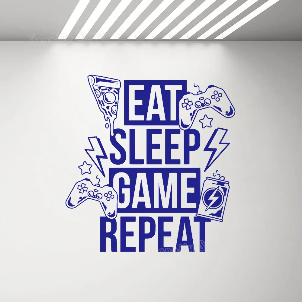 Виниловая наклейка на стену в виде игровой зоны спящего режима джойстик для