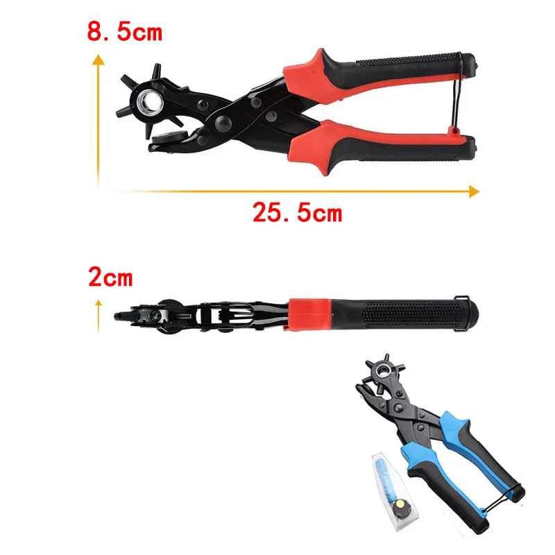 Multifunction Belt Hole Puncher Plier with 6 Holes Fabric Revolving Leather Punch for Belts Watch Bands Straps Cards Paper | Инструменты