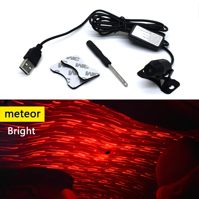 Meteor CARCTR USB СВЕТОДИОДНЫЙ Автомобильный декоративный светильник, автоматический светильник, метеор, звезда, звездное небо, атмосферный автомобильный светильник, Рождественский светильник, интерьерный светильник - Испускаемый цвет: Meteor
