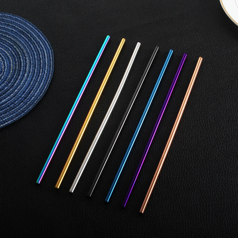 Красочные 304 соломинки многократного использования из нержавеющей стали прямой