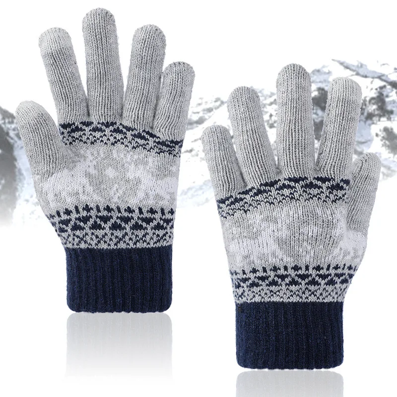 

2021 New Knitted Gloves Warmth and Velvet Winter Gloves for Men Women Cycling Sports Driving Touch Screen Game Mittens Gloves