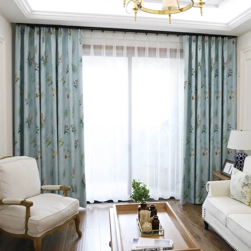 

High Precision Printing High Blackout Curtains for Living Room Bedroom Study Brocade Flower Printing Curtains Tulle Custom