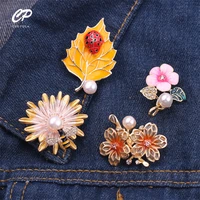 vintage peony flower brooch high end pearl brooch accessories female alloy oil drop brooch brooch
