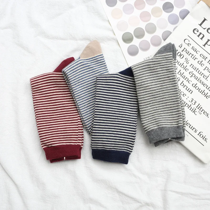 Fashion Striped Cozy Cotton Ladies Socks Streetwear Korean Style Sport Casual Harajuku Socks Autumn Winter Breathable Warm Sock