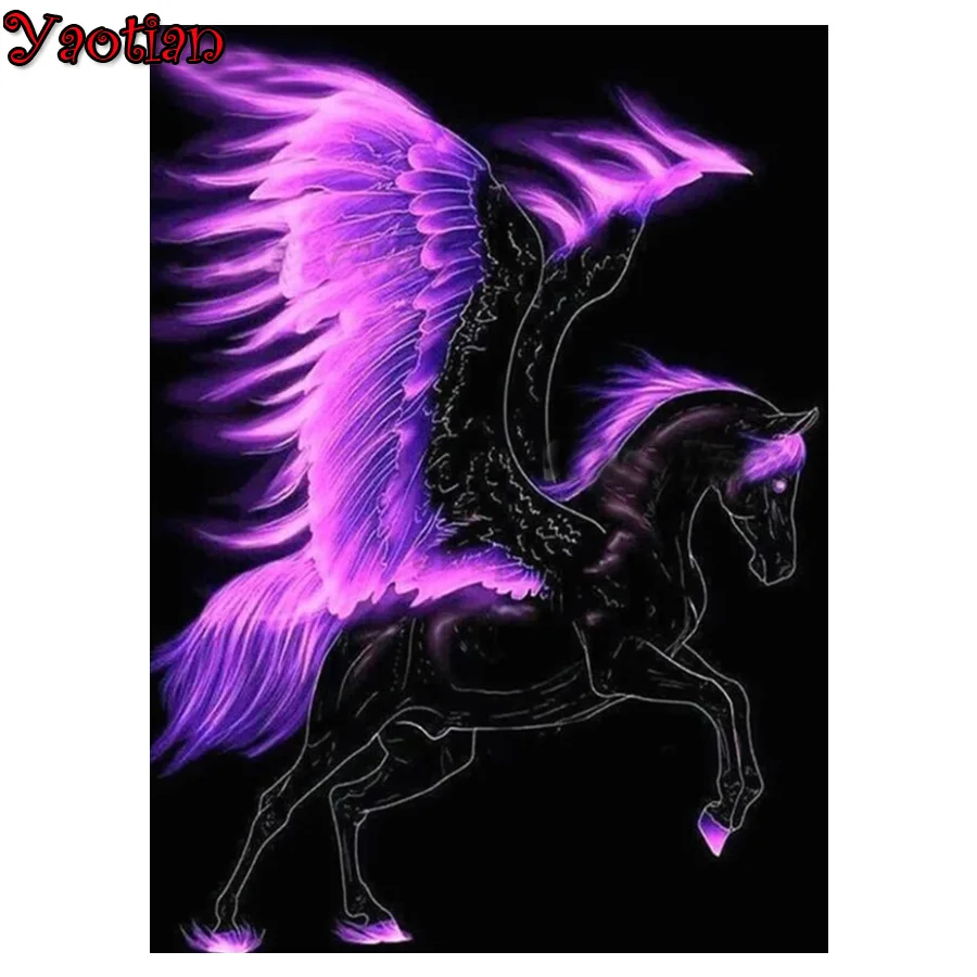 Полноразмерная Алмазная вышивка Единорог крылья алмазная живопись крестиком