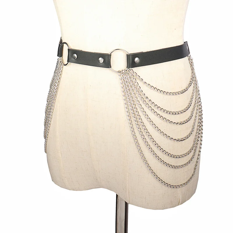 

2021 summer women sexy Leather Chain Belt Goth Body Chain Skirt Punk Strap Waist Thigh Harness Leg Belt Club Party Accessories