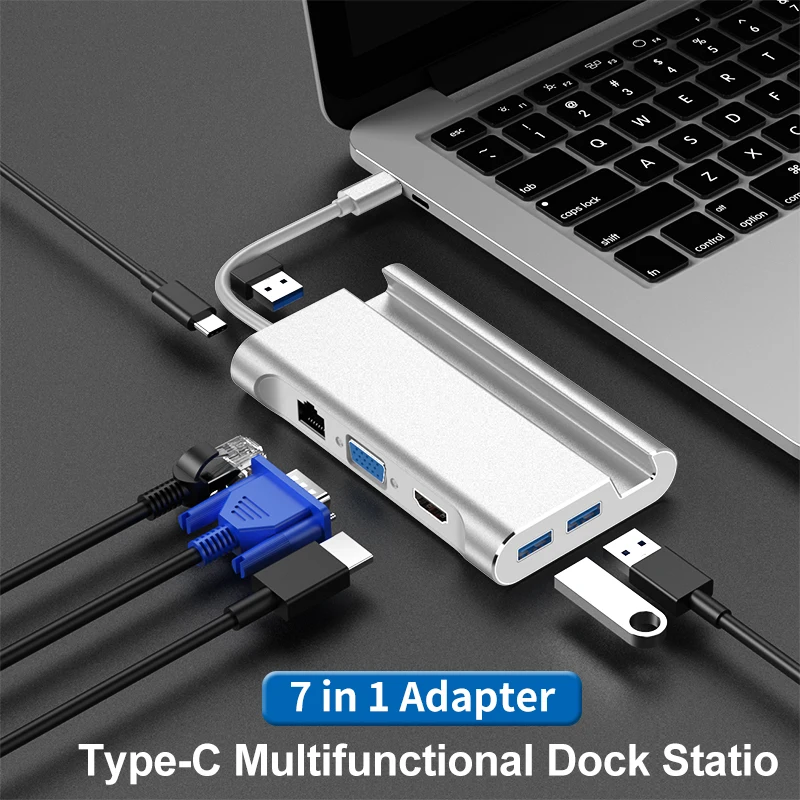 

Tipo c docking station para hdmi 4k usb 3.0 vga rj45 pd usbc hub para portÃ¡til macbook pro hp superfÃ­cie dell lenovo samsung dex