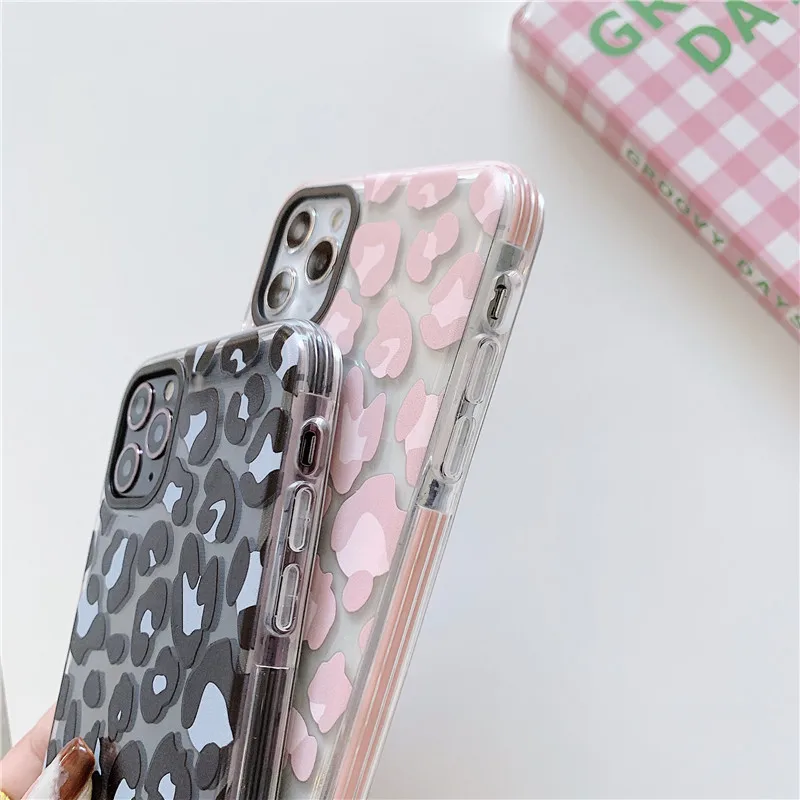 

INS brand pink animal leopard print clear soft phone case For iPhone 12 Pro Max 12 MiNi 11 Pro MAX X XS XR 7 8 plus SE 2020 Case