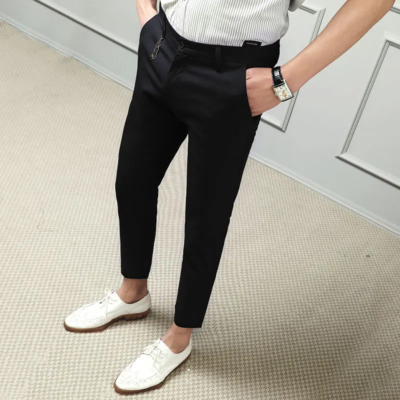 Casual Business Suit Pants Mens Trousers Male 3 Colors Streetwear Nine Slim Fit Pantalon Homme Costume | Мужская одежда