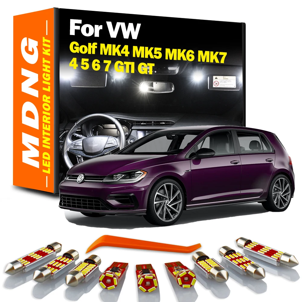 

MDNG Canbus LED Interior Light Kit For Volkswagen VW Golf MK4 MK5 MK6 MK7 4 5 6 7 GTI GT Map Dome Trunk Lamp Car Accessories
