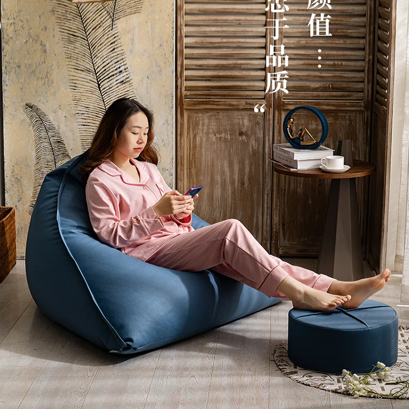 Lazy Sofa Tatami Summer Balcony Reclining Luxurious Leather Single Chair Bed | Living Room Sofas