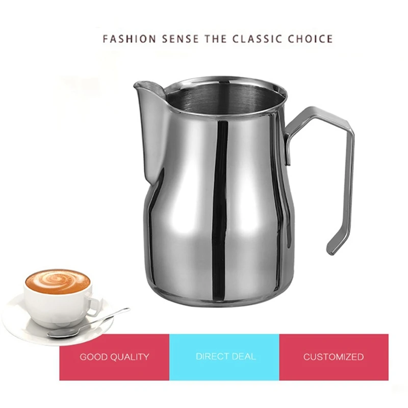 

1 Pcs 500Ml Milk Frothing Jug Thick Coffee Milk Foamer & 1 Pcs 57.5mm Barista Tools Coffee Powder Hammer