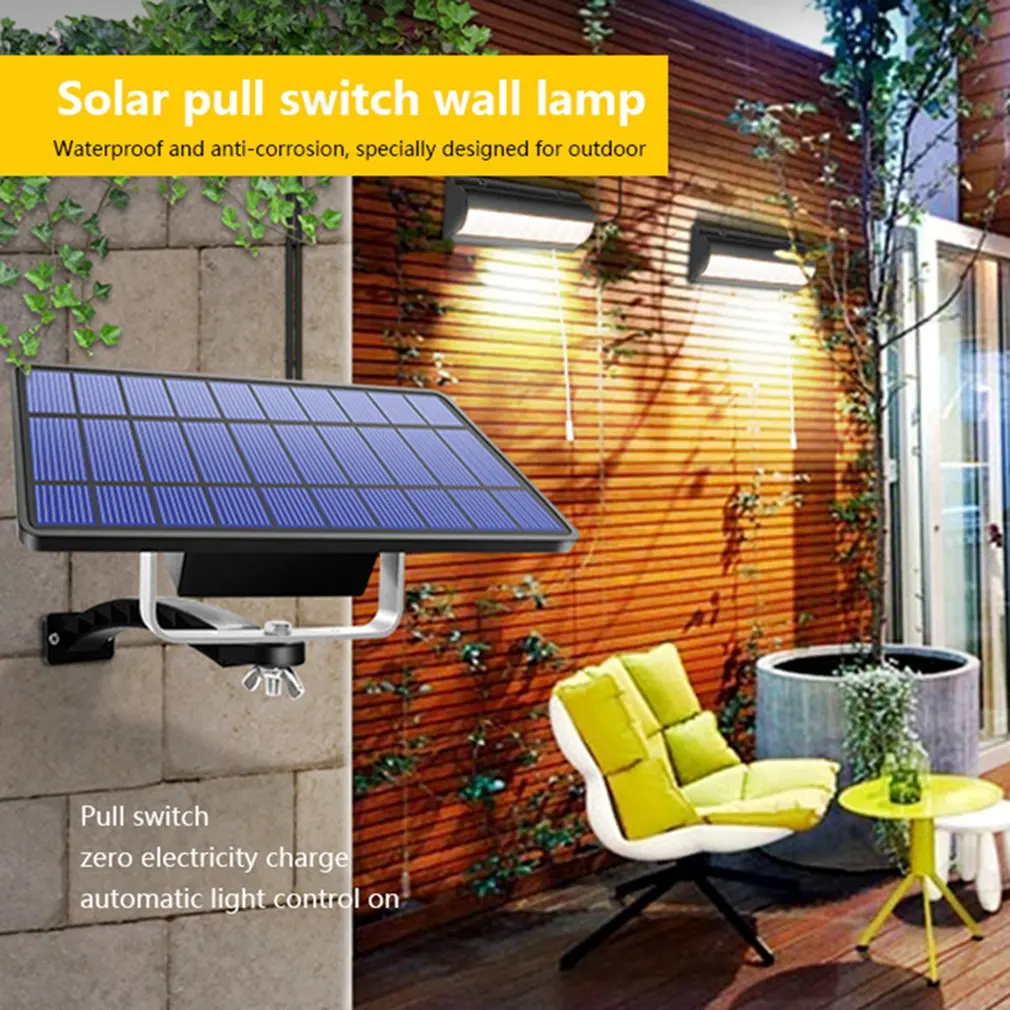 

LED Solar Pendant Lights Auto On Off Solar Lamp Indoor Outdoor For Room Porch Balcony With Pull Switch And 3m Line Chandelier