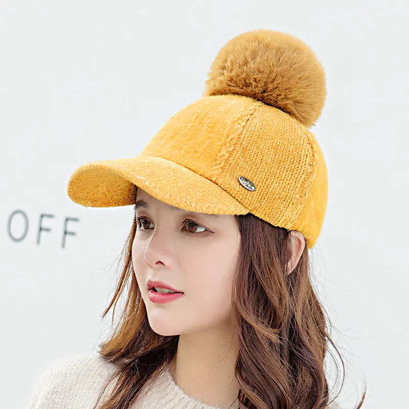 USPOP 2019 зимние шапки Женская бейсбольная кепка бархатные вязаные бейсболки теплые