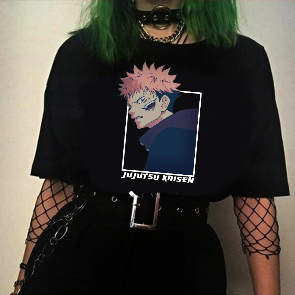 

Harajuku Men's Tshirt Jujutsu Kaisen Funny Itadori Yuji Graphic T-shirt Japanese Anime Costume Hip Hop Streetwear Short Sleeve