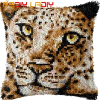 latch hook kits make your own cushion leopard face acrylic yarn crocheted pillow case latch hook cushion cover hobby crafts