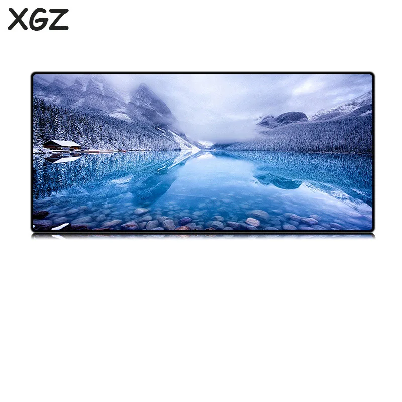 XGZ пейзаж большой размер коврик для мыши Замок боковой зимний домик Снежинка падение ноутбук ПК настольный коврик резиновый Универсальный нескользящий