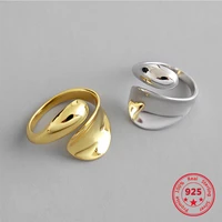 korean version of s925 sterling silver rings versatile temperament glossy water drop opening female rings personality gift