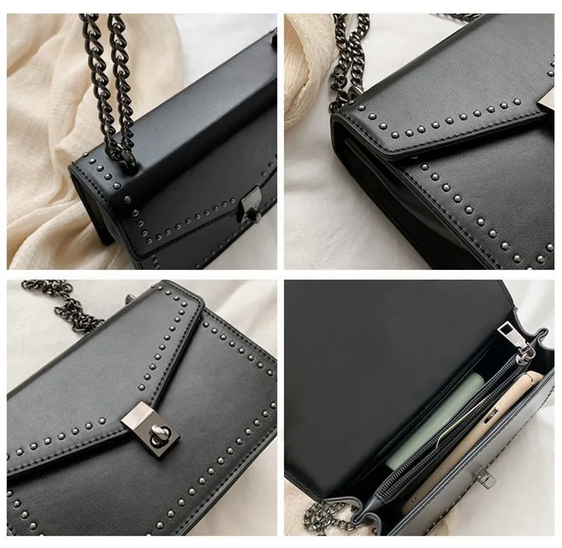 

PU Leather Small Shoulder Messenger Bags For Women 2020 Chain Rivet Lock Crossbody Bag Female Travel Mini Bags