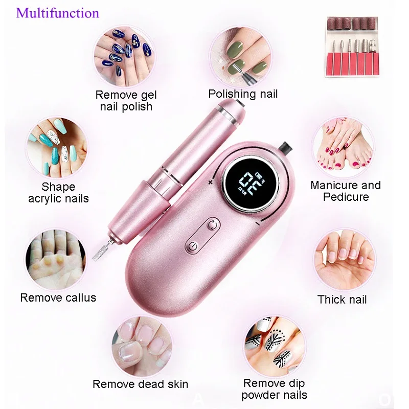 

Electric Manicure Drill Nail Gel Polisher 30000RPM Professional Nail File Portable Rechargeable Drill Pen Apparatus Manicure Set