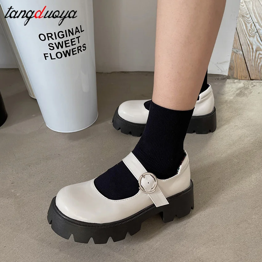 

white Mary Jane shoes platform heels Japanese Style Lolita Shoes Women Vintage Soft High Heel Platform shoes College Student
