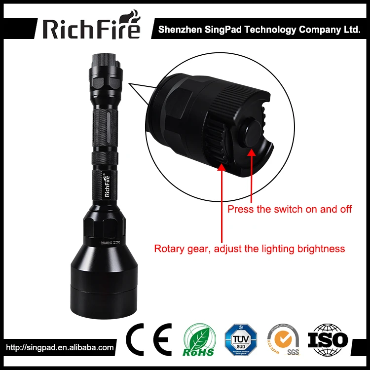 RichFire Dimmer Torch Light Cree XPE2 G3-R3 Green,Red,White Led Hunting Flashlight by 18650 Battery for Camping Self Defense enlarge