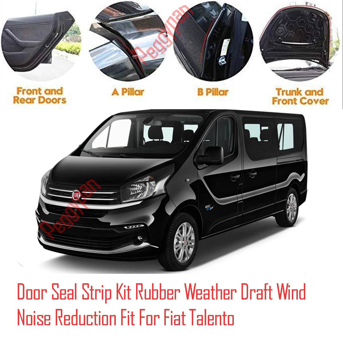 Door Seal Strip Kit Self Adhesive Window Engine Cover Soundproof Rubber Weather Draft Wind Noise Reduction Fit For Fiat Talento