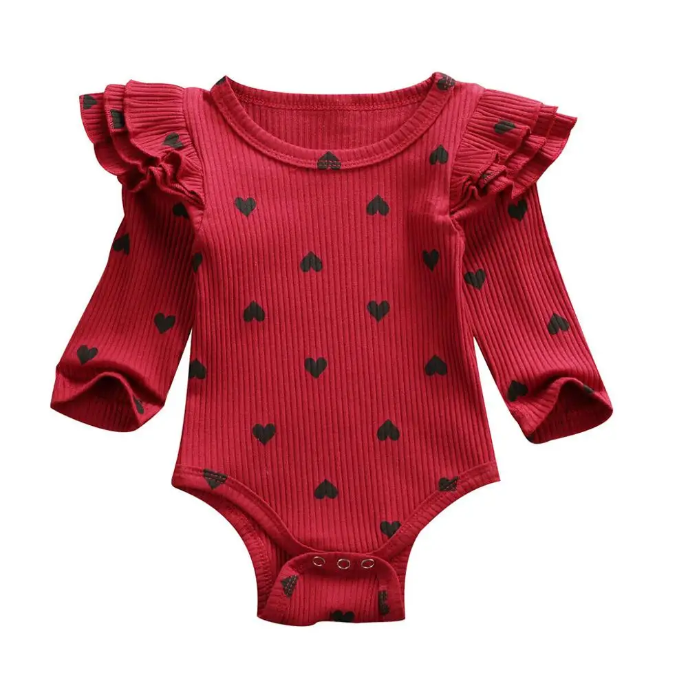 Red Baby Bodysuits Toddler Newborn Baby Boy Clothes Girls Boys Long Sleeve Ruched Solid Romper Body New Infant Bodysuit Clothing - Цвет: Red