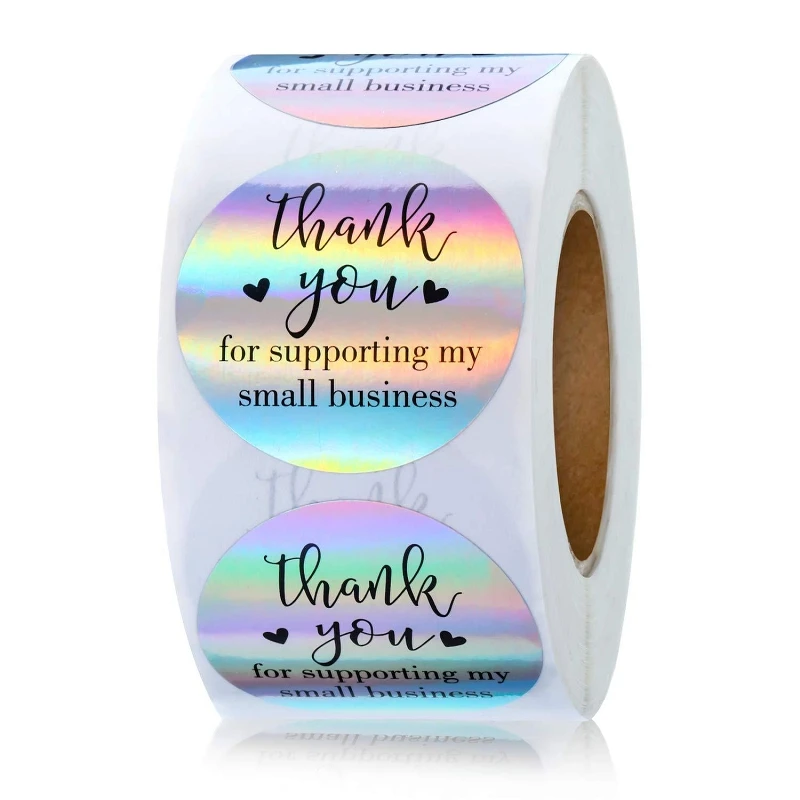 

L Size 3.8cm/1.5inch Rainbow Laser Thank You Sticker Supporting My Small Business for Gift Package Wrapping Arts Crafts Labels