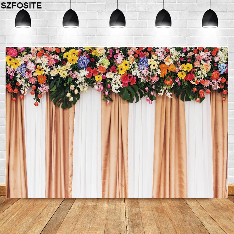 

Summer Couple Wedding Photo Photography Background Flower Wall Theme Picture Studio Take Marry Party Decorative Vinyl Backdrop
