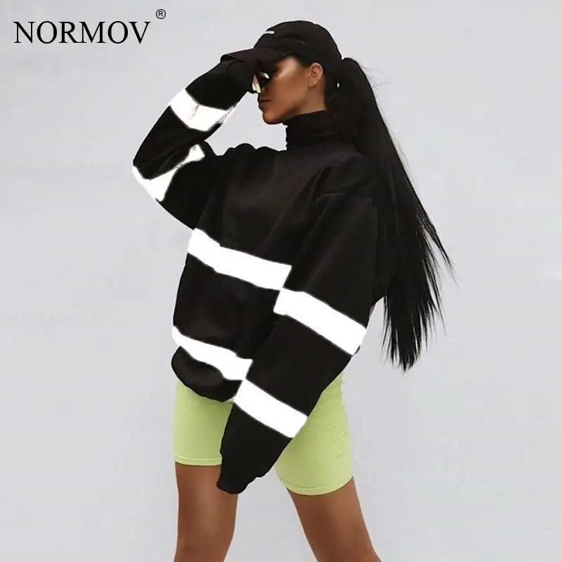 Повседневные Светоотражающие толстовки NORMOV женская модная Толстовка в полоску