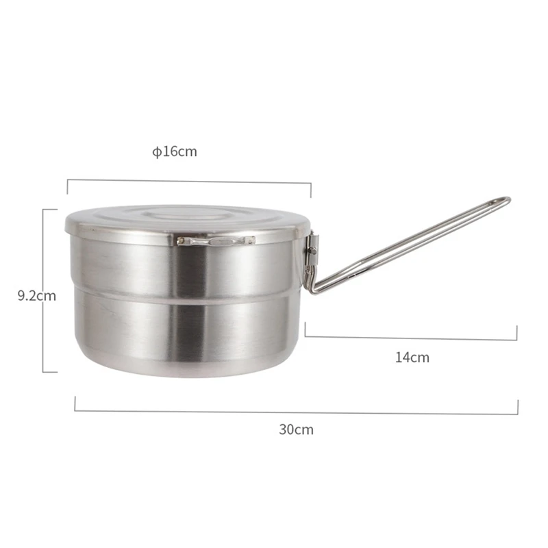 1.5L Открытый Кемпинг Нержавеющая сталь обед горшок Портативный восхождение