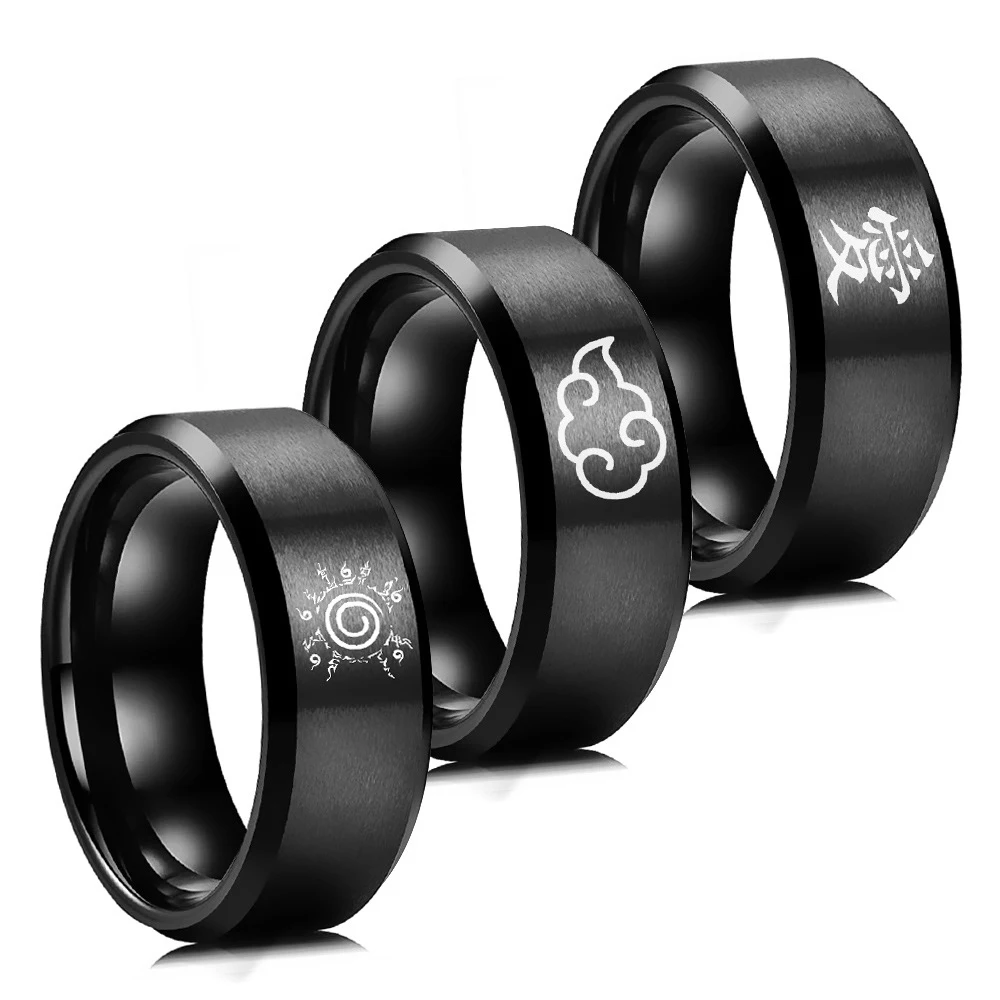 

Akatsuki Cloud Ring Stainless Steel Leaf Konoha Anime Cosplay Ring Adult Ninja Props Accessories Friend Child Gift Ring Toys