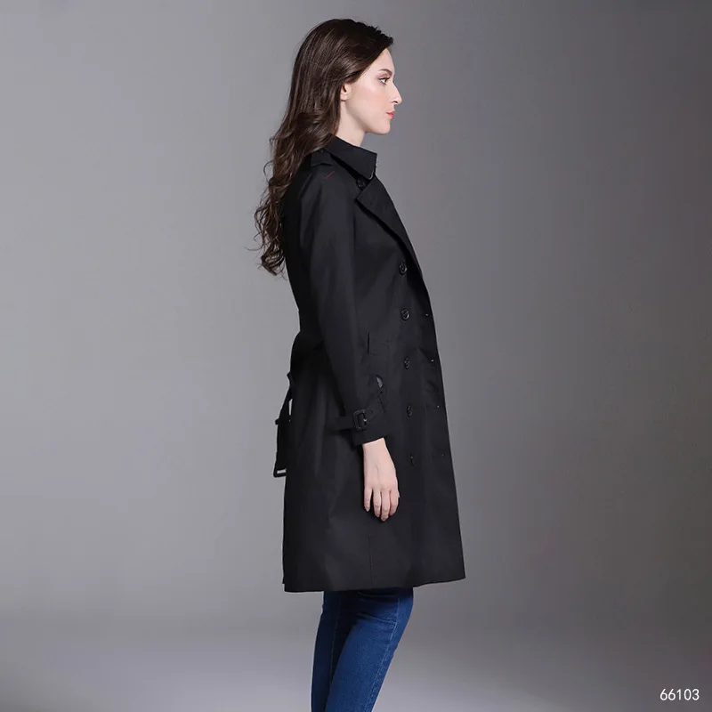 2019 женский весенний осенний однотонный длинный двубортный тонкий зимний плащ с