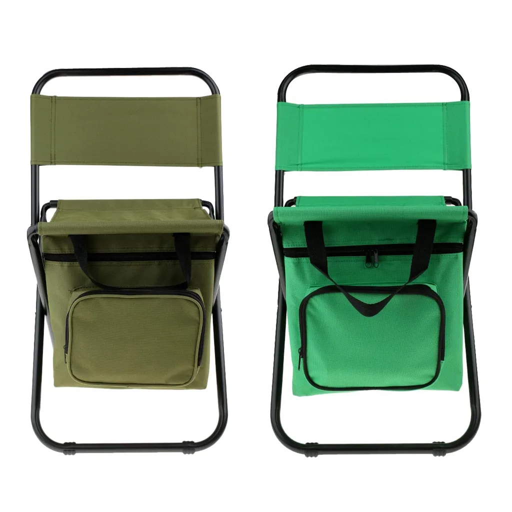 

Lightweight Portable Fishing/Camping Folding Chair with Backrest Cooler Bag