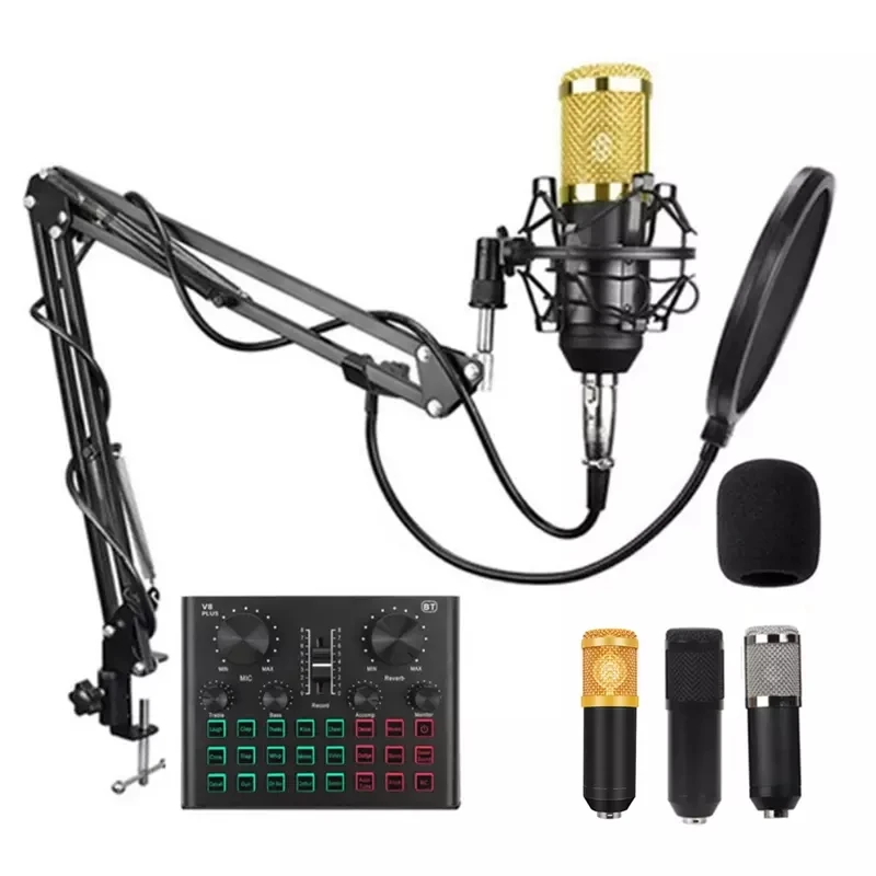 

BM800 Microphone Mixer Audio Live broadcast dj Stand Condenser USB Wireless Professional Recording Live Bluetooth Sound Card