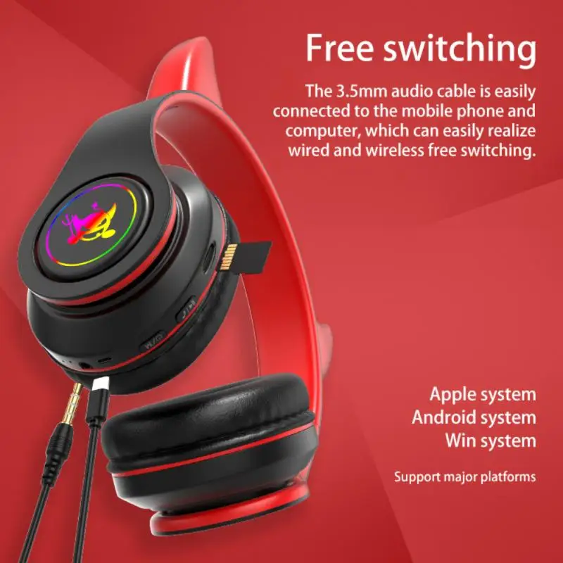 Беспроводные Bluetooth-совместимые светящиеся наушники Devil универсальная игровая