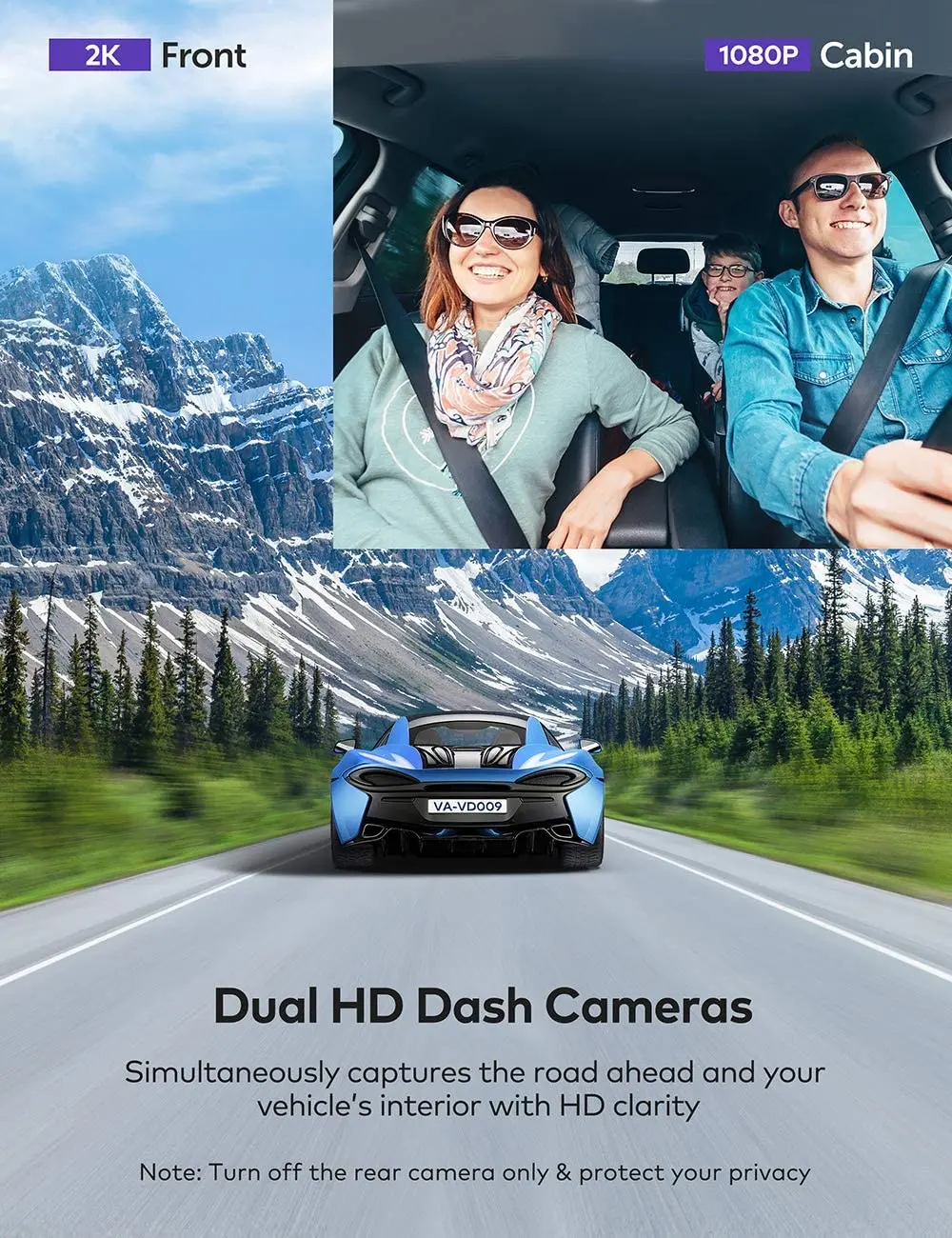 

Wifi Car Dash Cam, MHCABSR Full HD 4K Driving Recorder 170 Front and Rear View Camera with Night Vision, Parking Monitor