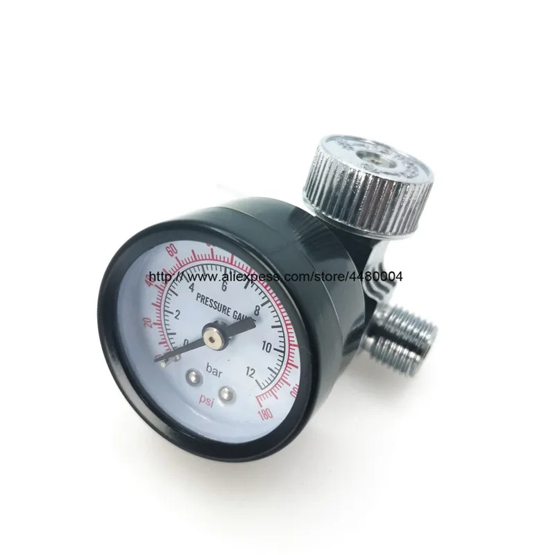 

Регулятор давления воздуха, манометр для краскораспылителя 1/4 дюйма, пневматический аксессуар для инструмента, порт с резьбой G1/4 дюйма, 0-10 б...