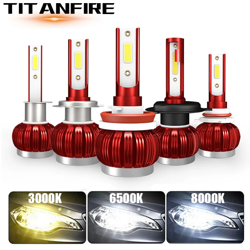 TF30 2 шт. 3000K 6000K 8000K COB 6000LM H1 H3 H8 H9 H11 9005 9006 H4 H7 светодиодный Автомобильные фары лампы 9003 Hi/низкая 9004 H13 авто светодиодный