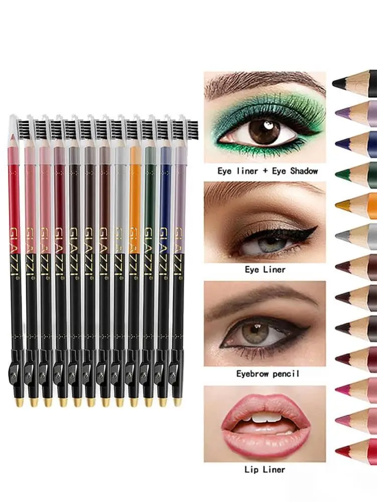 

12 Colors Eyeliner Eye Shadow Pen Waterproof Highlighter Pencil