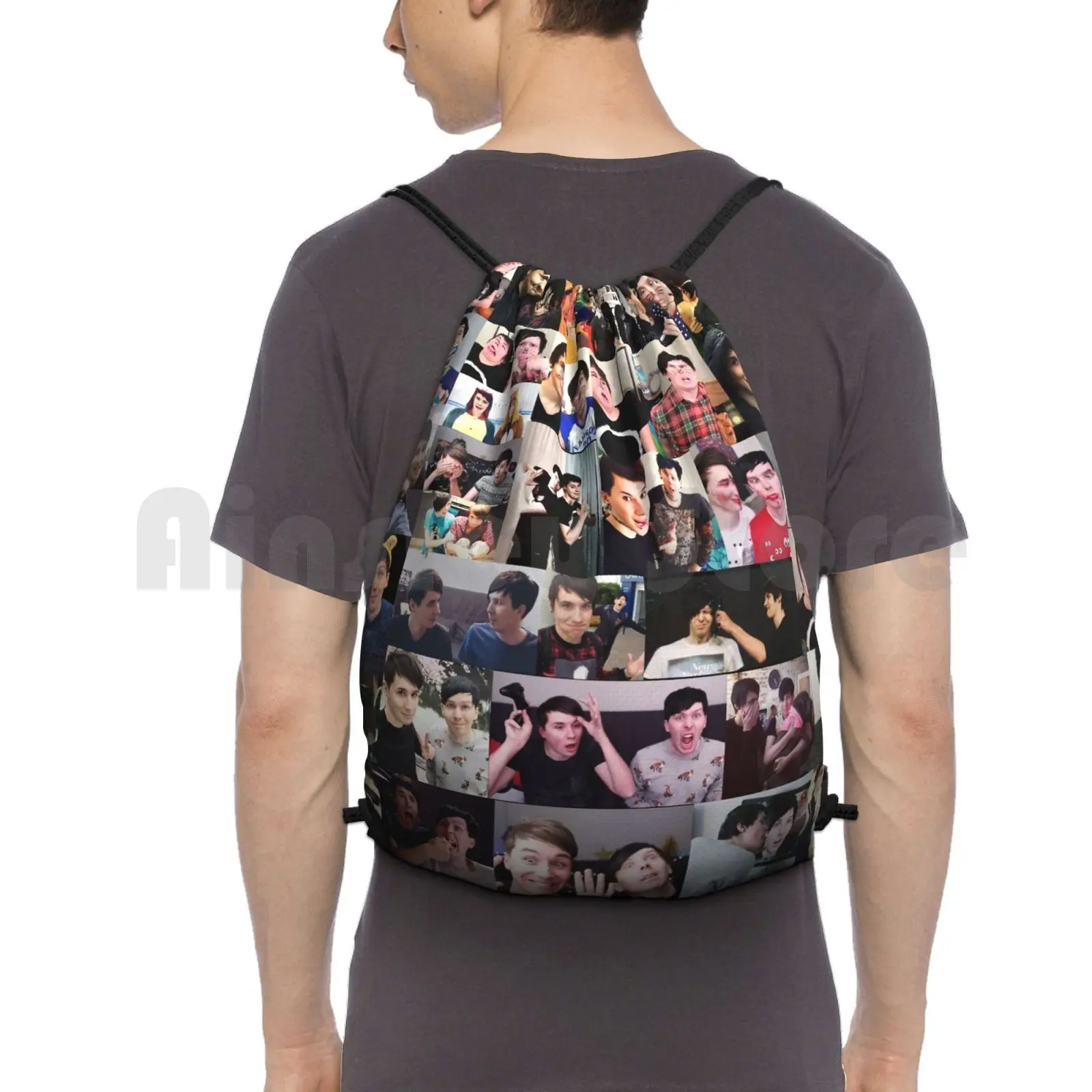 Dan And Phil! Backpack Drawstring Bag Riding Climbing Gym Bag  Dan And Phil Dan Howell Phil Lester Phandom Pinof Cat Whiskers