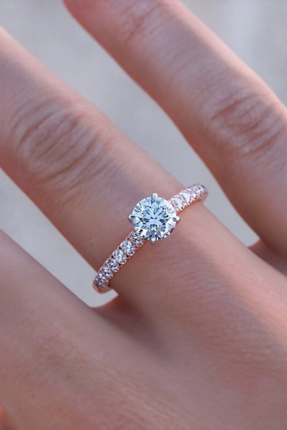 

Crystal Diamond Zirconia 0.30 carat/0.30 carat rose lab Diamond engagement ring
