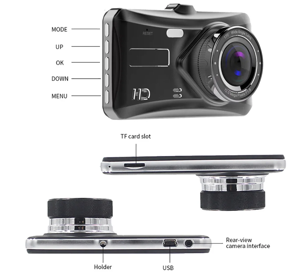 Автомобильный видеорегистратор MaoHooMa, видеорегистратор 4,0 дюйма, FHD 1080 P, автоматическая регистрационная камера, двойной объектив, камера заднего вида, видеорегистратор