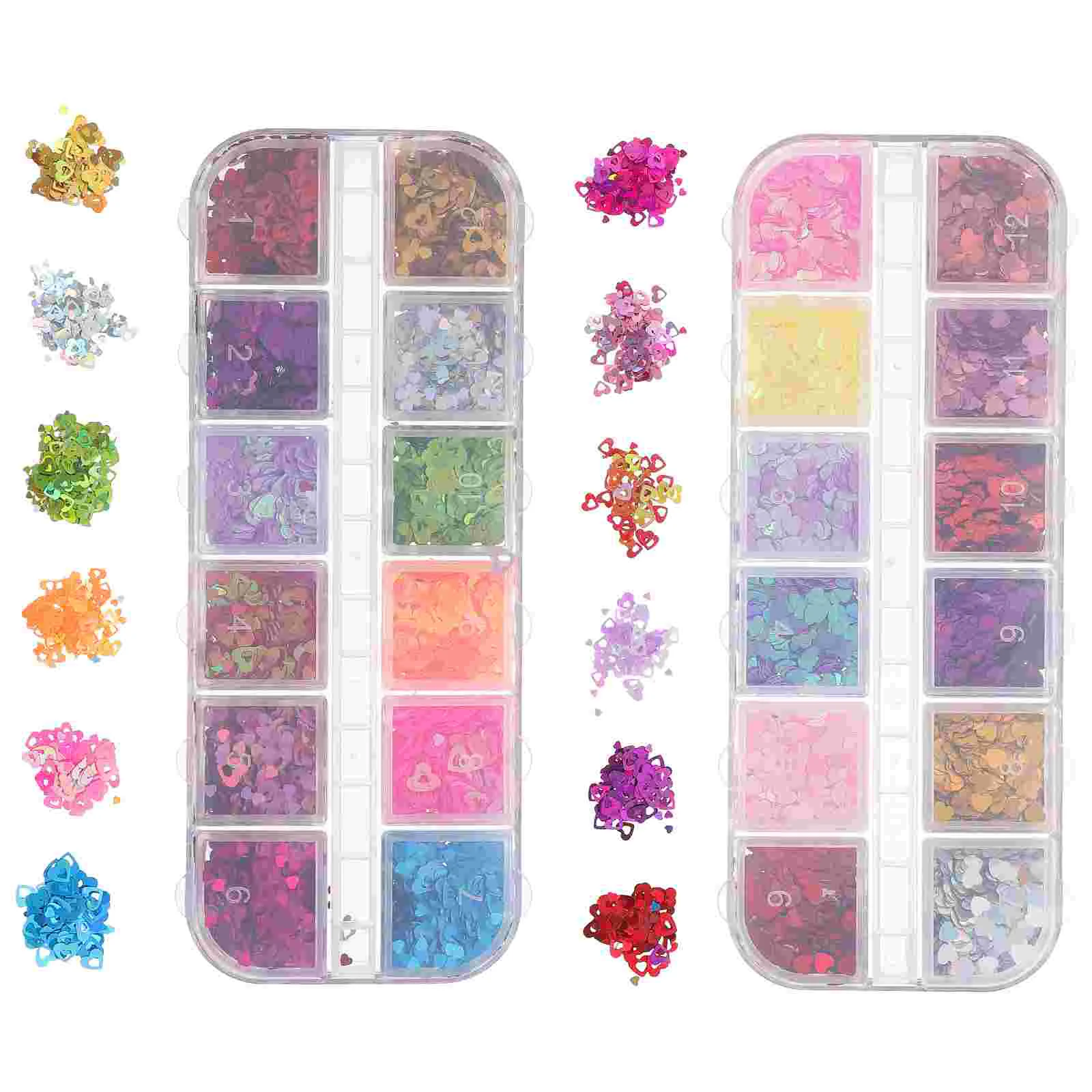 

2 Boxes Valentine's Day Nail Sequins Loving-heart Manicure Sequin Decorations