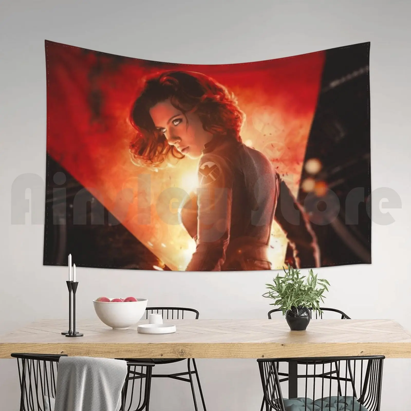 Винтажный гобелен красного и черного цвета для гостиной спальни